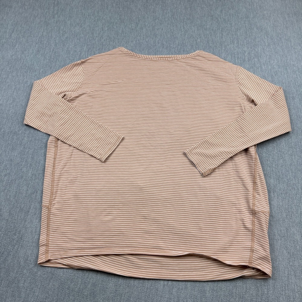 Lululemon Pullover Shirt Womens 12‎ Brown White Stripes Long Sleeve Yoga Jogging